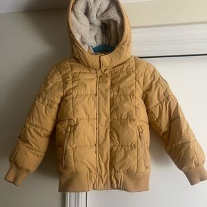 Abercrombie and fitch Kids Hooded Puffer Jacket in Mustard Yellow